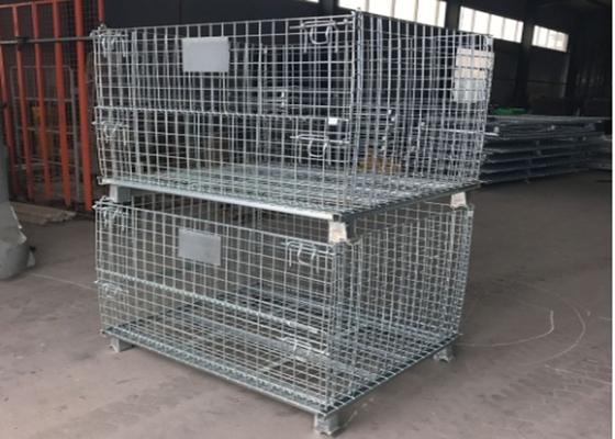 Stackable Industrial Wire Mesh Containers Powder Coated ISO9001 Approved