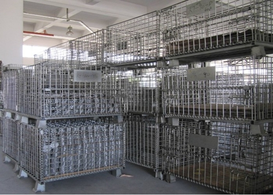 Stackable Industrial Wire Mesh Containers Powder Coated ISO9001 Approved